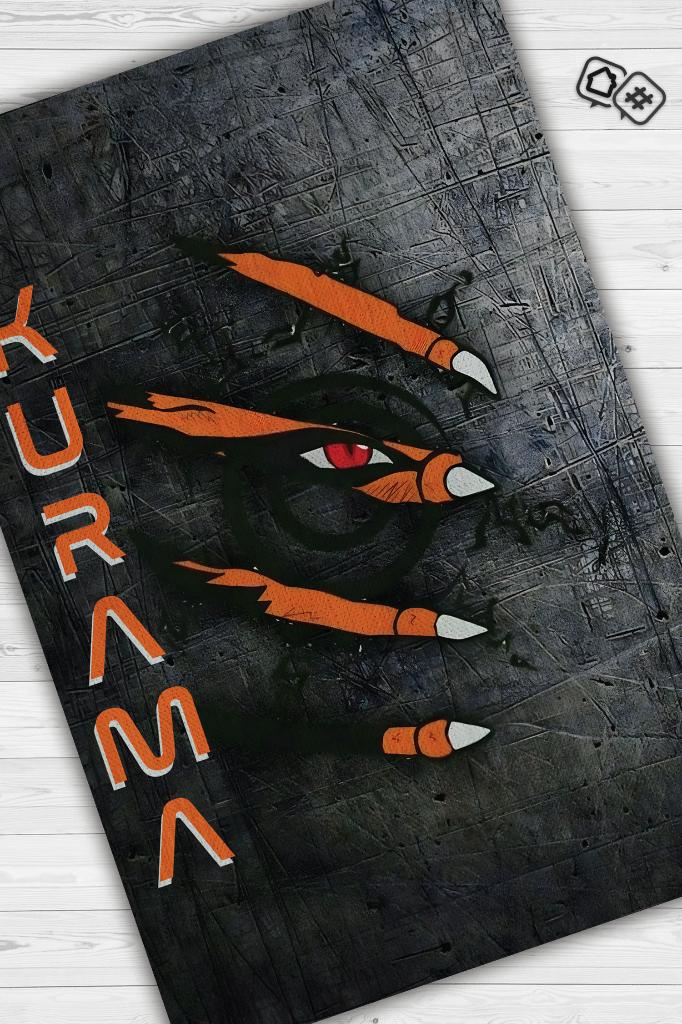 Kurama Siyah Turuncu Renkli Halı Modern Halı Desenli Anime Sever Halı Hediyelik Halı