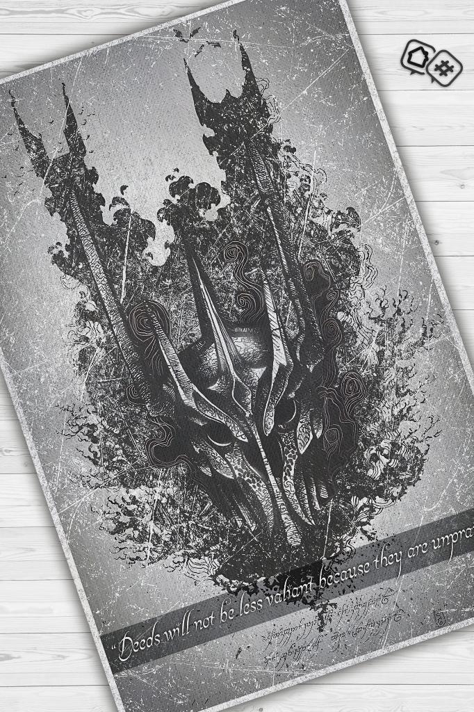 Kutsal Tohumlar Film Desenli Siyah Gri Renkli Yüzüklerin Efendisi Halısı Film Temalı Halı