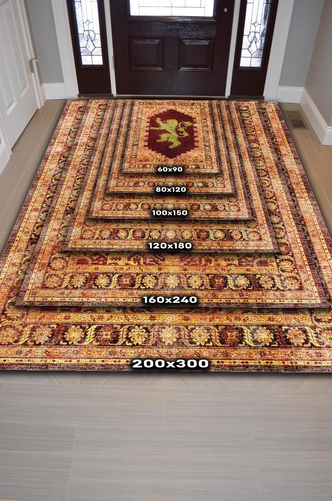 Lannister Hanedanı Desenli Game Of Thrones Film Halısı Çok Renkli Etnik Film Serisi Halı