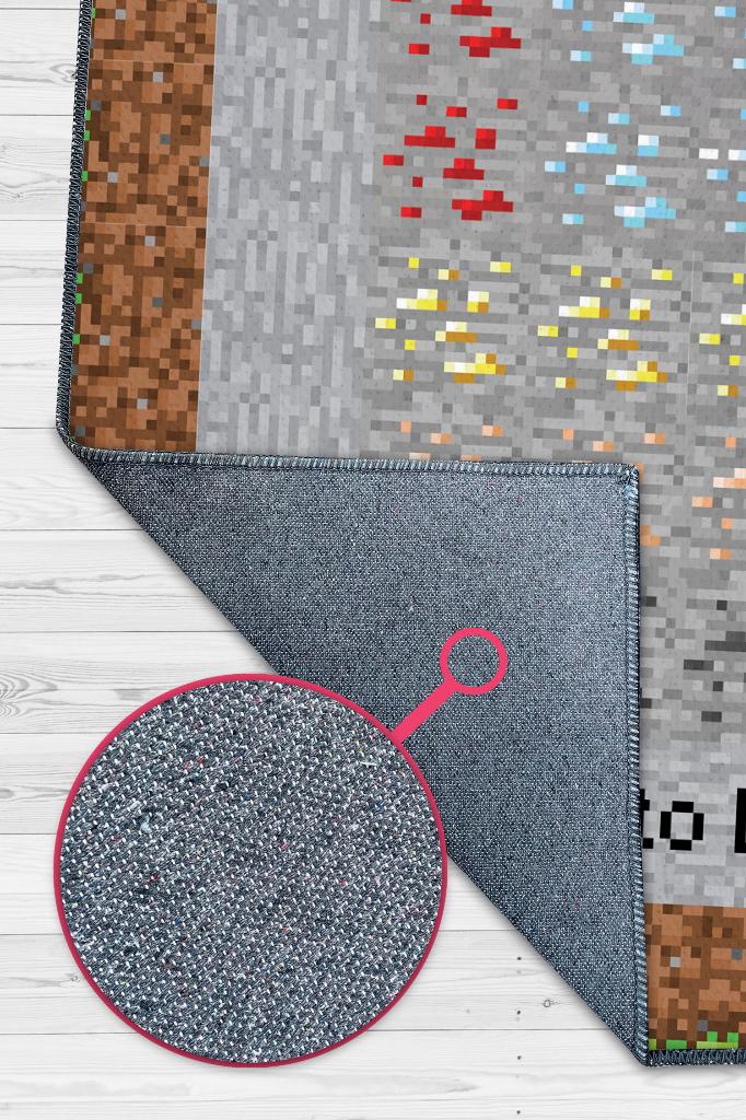 Layers Çok Renkli Oyuncu Halısı Gri Renk Gamer Temalı Halı Minecraft Sever Hediyelik Halı