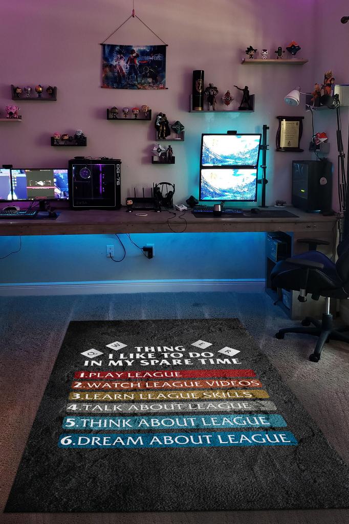 Lig Programı Siyah Renk Oyuncu Halısı Yazılı Gamer Temalı Halı League Of Legends Sever Halı