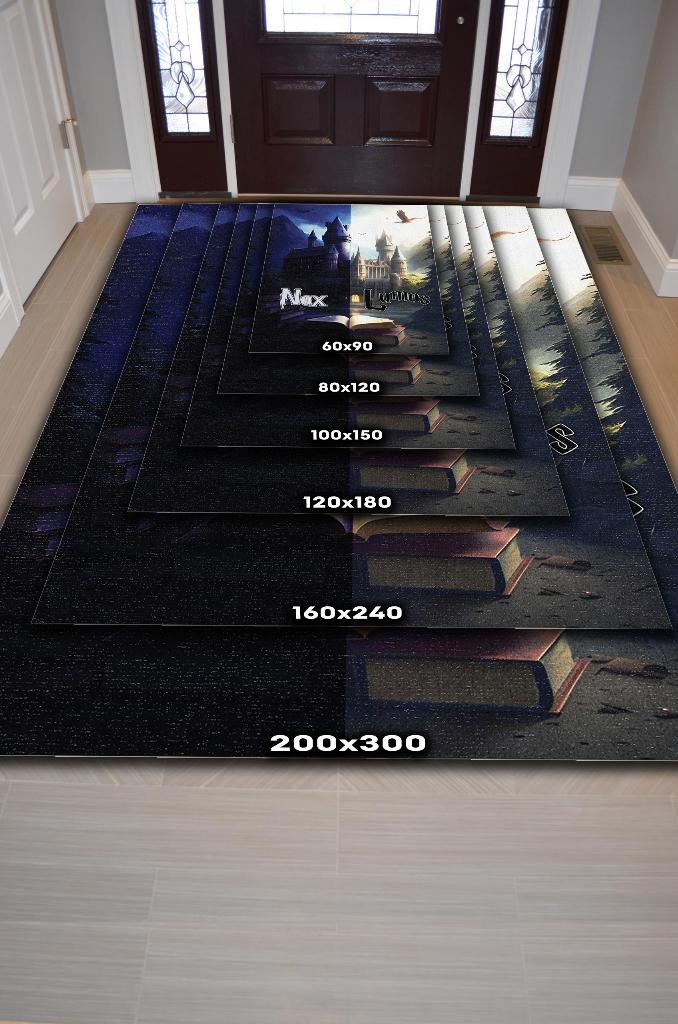 Lumos Nox Art Deco Harry Potter Desenli Halı Yıkanabilir Genç Odası Halısı Çok Renkli Halı