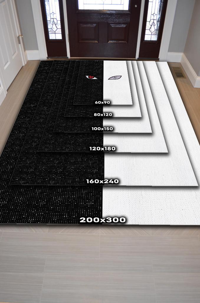 Mangekyo Rinnegan Siyah Beyaz Renk Halı Modern Halı Desenli Anime Sever Halı Hediyelik Halı