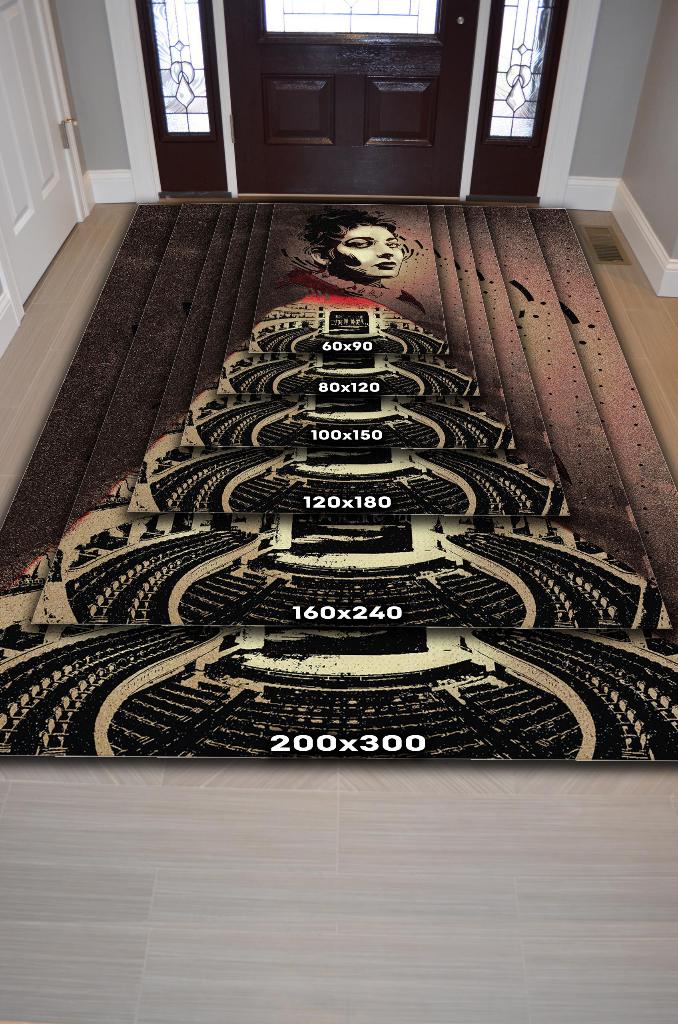 Maria Callas Renkli Müzisyen Halı Müzsik Severe Hediyelik Halı Geometrik Figürlü Halı