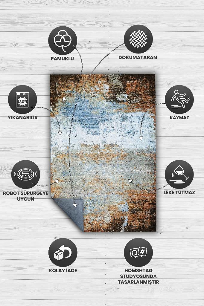 Mavi Toprak Dekoratif Halı