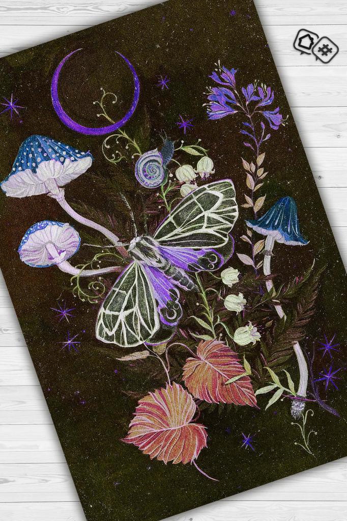 Mikro Orman Koyu Renkli Mantarlı Mutfak Halısı Siyah Mantar Baskılı Özel Tasarım Halı