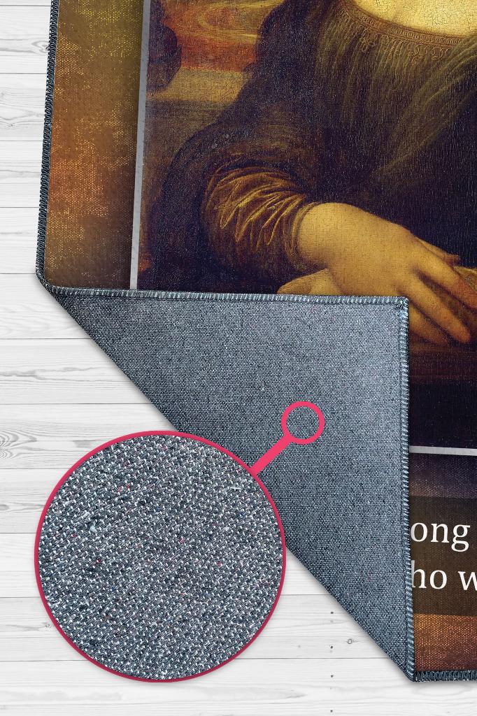 Mona Lisa Da Vinci Sanat Sever Halısı Çok Renkli Halı Tablo Temalı Halılar Sanat Halısı