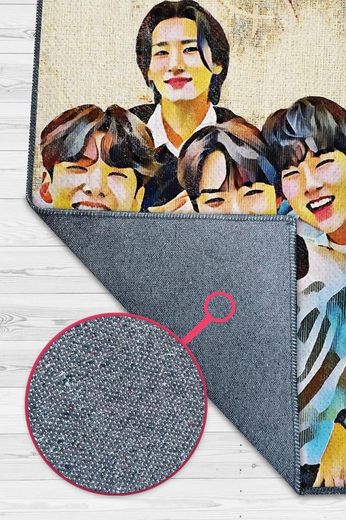 Monsta X Çok Renkli Genç Kız Odası Halısı Modern Dokuma Halı Kpop Sever Müzik Halısı
