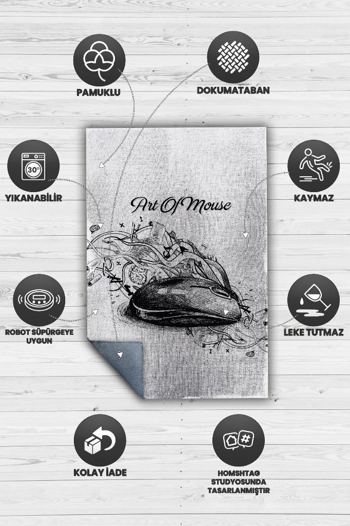 Mouse Sanatı Dekoratif Tasarımcı Halısı