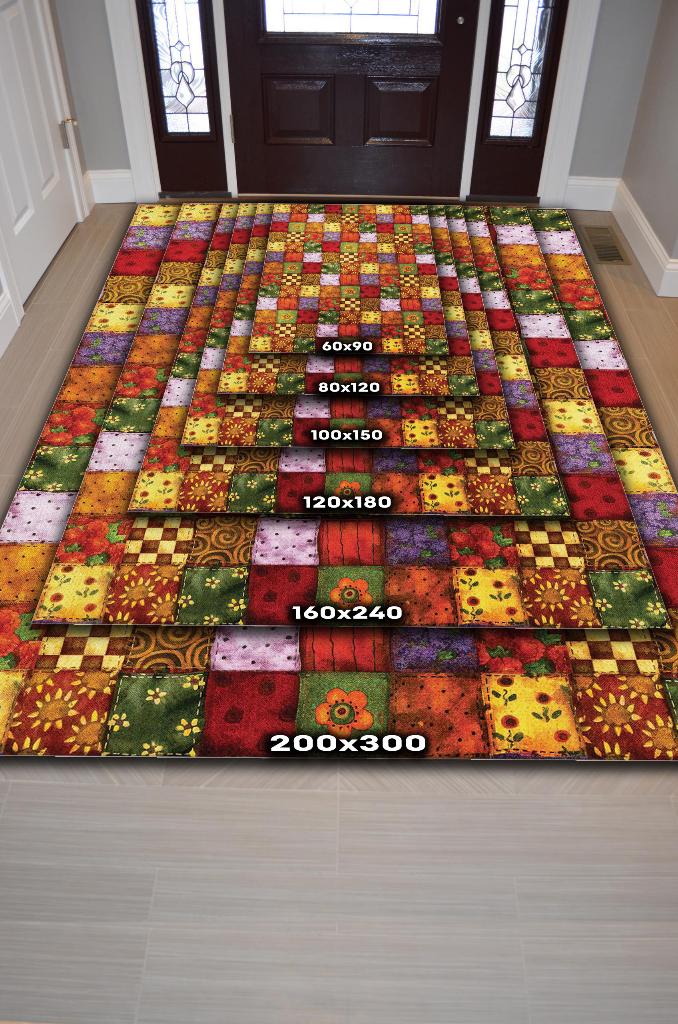 Mutfaktaki Bahar Çiçekli Mutfak Halısı Çok Renkli Dekoratif Halı Patchwork Mutfak Halısı