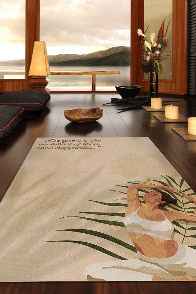 Homshtag Mutluluğun Mimarı Meditasyon Mavi Gri Halı Vintage Halı,Yoga Halısı,Sipiritüel Halı