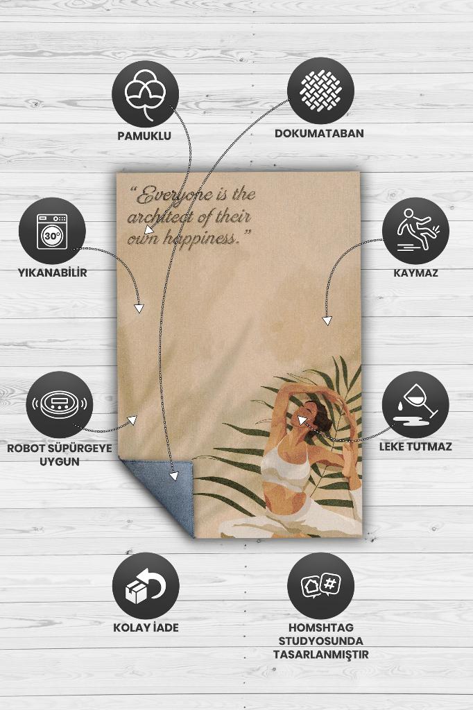 Homshtag Mutluluğun Mimarı Meditasyon Mavi Gri Halı Vintage Halı,Yoga Halısı,Sipiritüel Halı