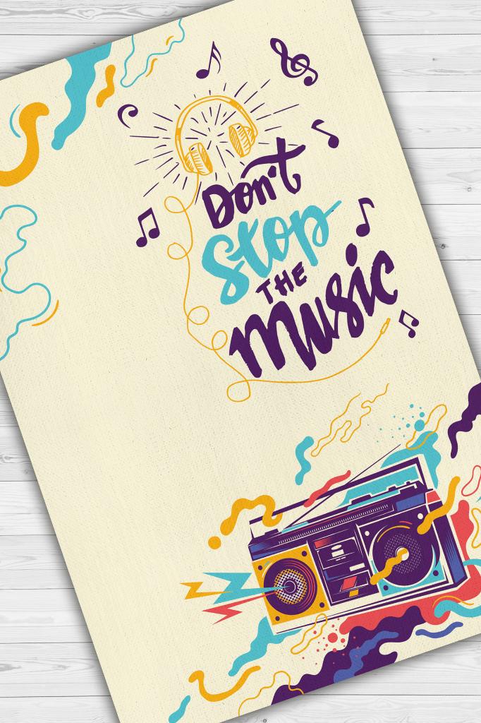 Çok Renkli Müzik Halısı Canlı Renkli Dekoratif Parti Halısı Müzikle İlgili Müzisyene Hediye