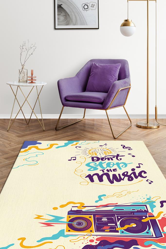 Çok Renkli Müzik Halısı Canlı Renkli Dekoratif Parti Halısı Müzikle İlgili Müzisyene Hediye
