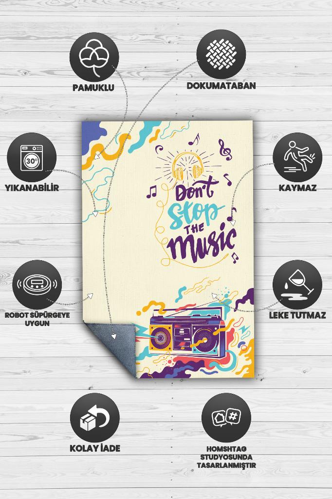 Çok Renkli Müzik Halısı Canlı Renkli Dekoratif Parti Halısı Müzikle İlgili Müzisyene Hediye