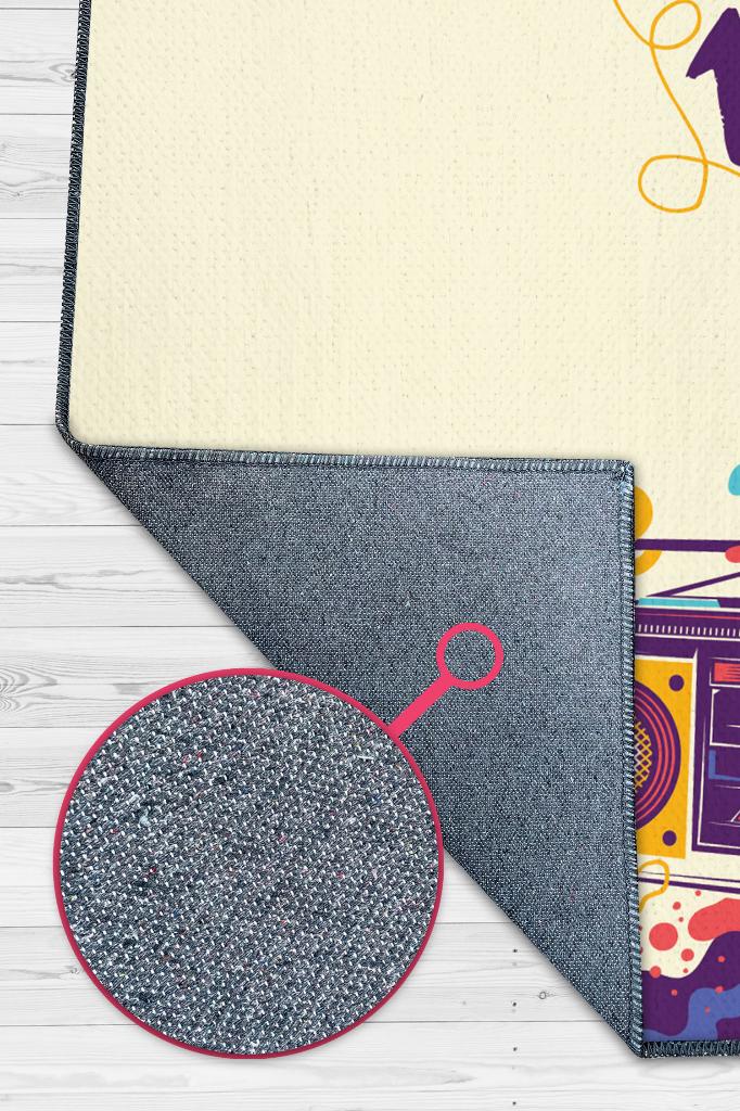 Çok Renkli Müzik Halısı Canlı Renkli Dekoratif Parti Halısı Müzikle İlgili Müzisyene Hediye