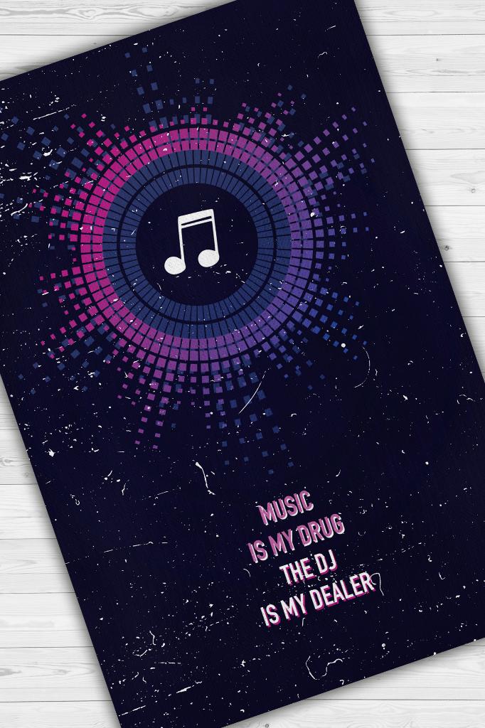 Müzik Bağımlısı Art Müzik Halısı Koyu Renkli Müzik Halısı Ritim Figürlü Renkli Modern Halı