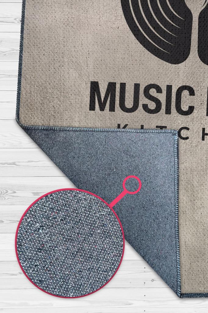 Müzik ve Yemek Bej Renkli Mutfak Halısı Dekoratif Mutfak Temalı Halı Modern Dokuma Halı