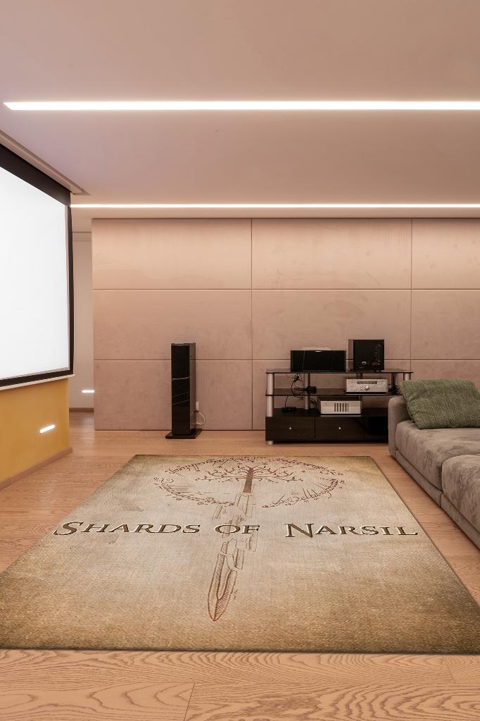 Narsil Kılıcı Bej Renk Yüzüklerin Efendisi Halısı Çocuk Odası Halısı Bohem Tarz Film Halısı