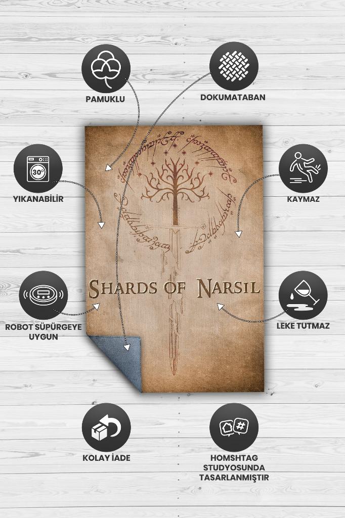 Narsil Kılıcı Bej Renk Yüzüklerin Efendisi Halısı Çocuk Odası Halısı Bohem Tarz Film Halısı