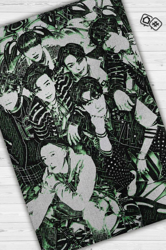 Nct Koyu Renkli Halı Müzik Sever Halısı Kpop Figürlü Genç Odası Halısı Özel Tasarım Halı