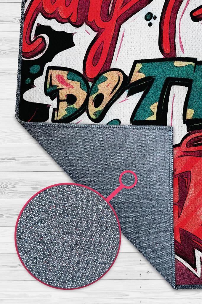 Neden Hala Bunu Yapıyorum Graffiti Temalı Renkli Genç Odası Halsı Dekoratif Graffiti Halısı