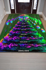 Homshtag Neon Mantar Çok Renkli Mantarlı Mutfak Halısı Neon Mantar Baskılı Özel Tasarım Halı