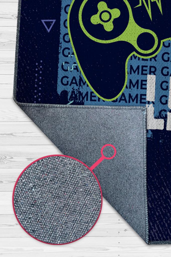 Next Level Lacivert Oyuncu Halısı Gamer Özel Tasarım Halı Oyuncuya Hediye Çok Renkli Halı