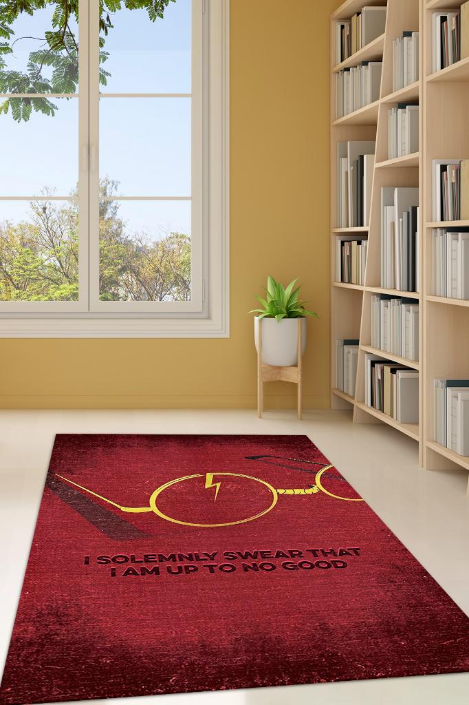 No Good Kırmızı Renkli Harry Potter Halısı Çocuk Odası Halısı Bohem Tarzlı Film Halısı