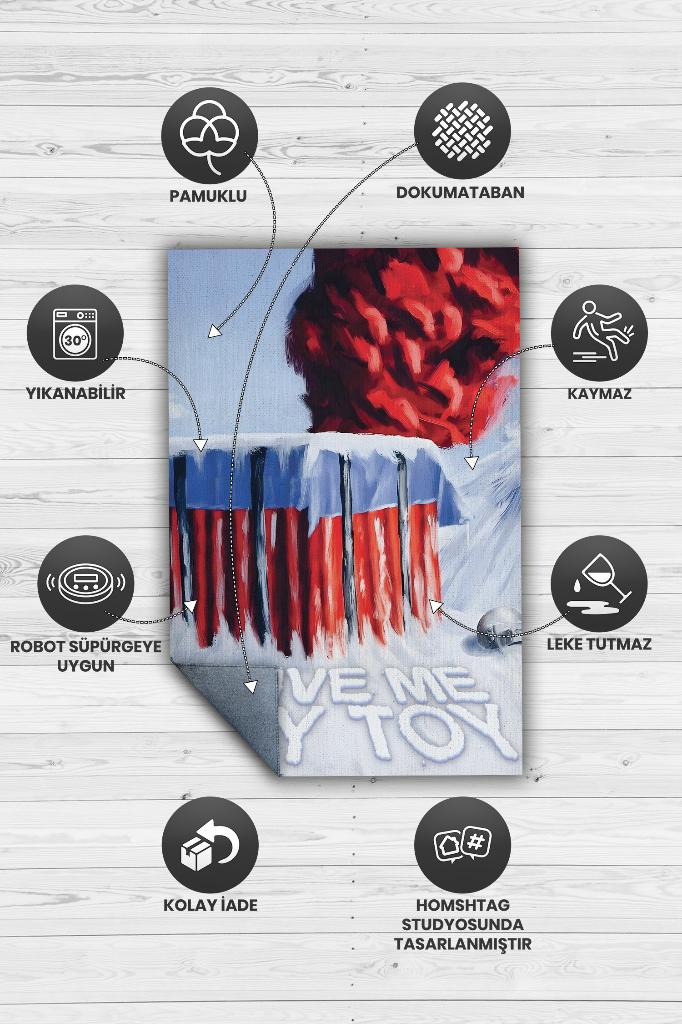 O Oyuncak Benim Çok Renkli Oyuncu Halısı Mavi Renk Gamer Temalı Halı Pubg Sever Hediye Halı