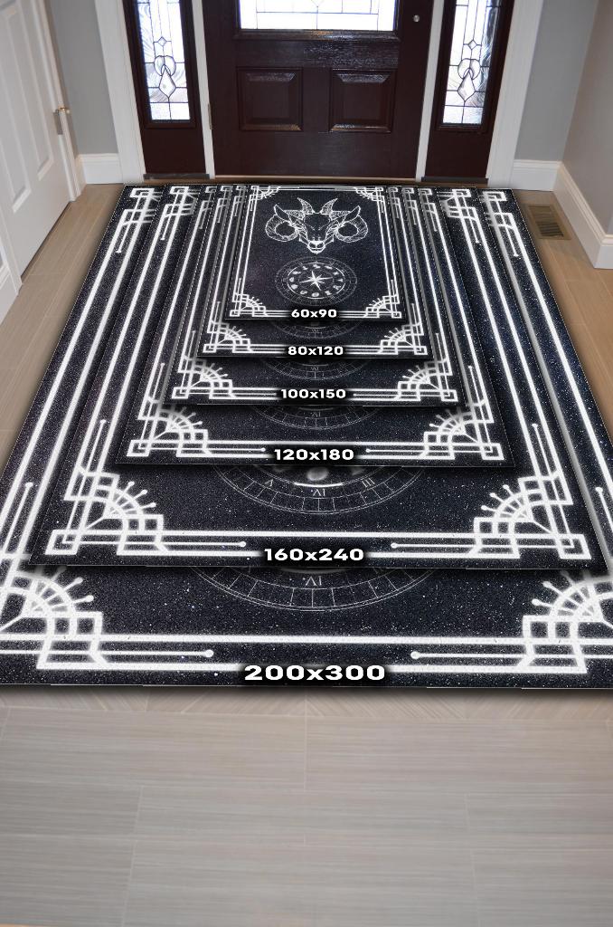 Oğlak Burcu Astroloji Temalı Halı Burç Halısı Oğlak Burcuna Hediyelik Halı Siyah Renk Halı