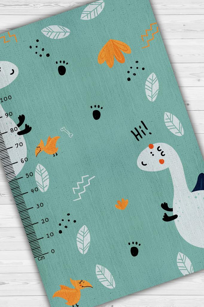 Oğlum Büyüyor Metreli Yeşil Renkli Çocuk Odası Halısı Minimal Çocuk Halıs Bebek Temalı Halı