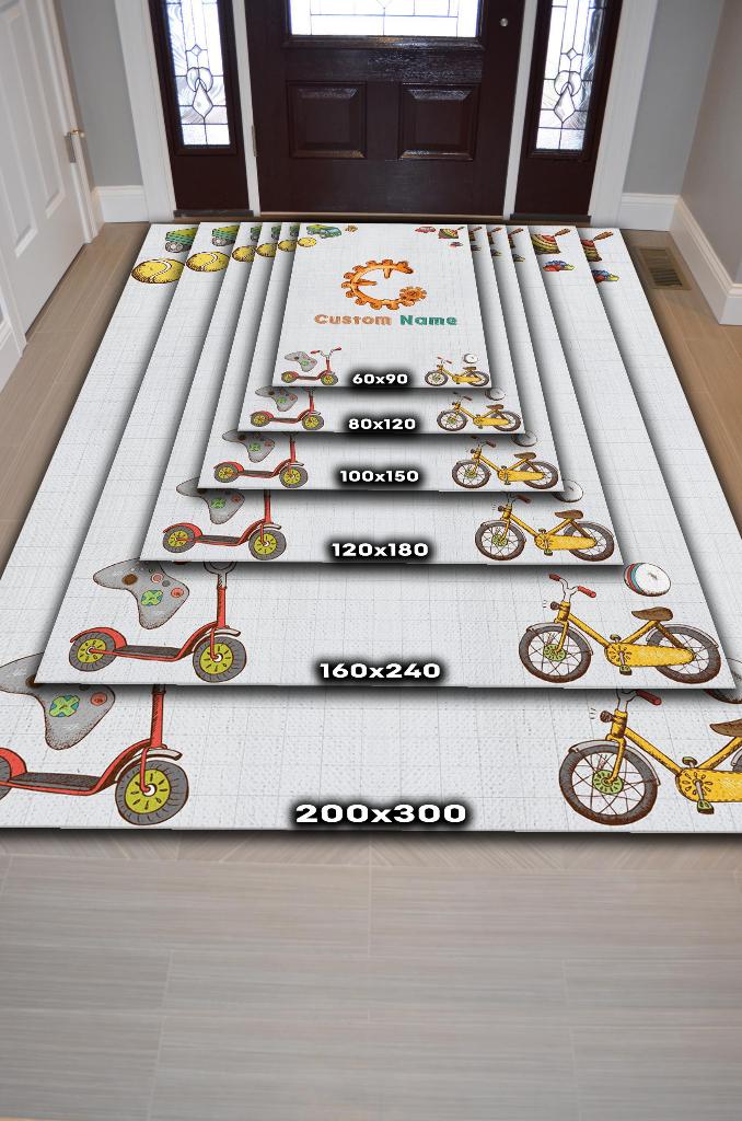 Oğlumun İsmi Kişiye Özel Kişiselleştirilebilir Dokuma Tabanlı Yıkanabilir Dekoratif Ev Halısı