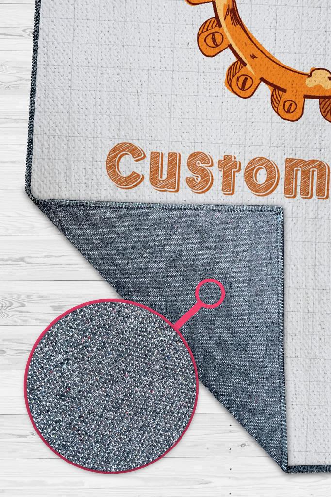 Oğlumun İsmi Kişiye Özel Kişiselleştirilebilir Dokuma Tabanlı Yıkanabilir Dekoratif Ev Halısı