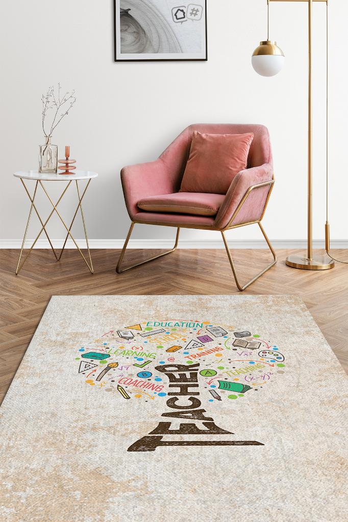 Öğretmen Ağacı Dekoratif Öğretmen Halısı