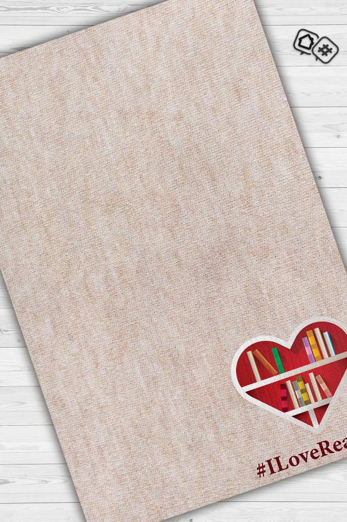 Okumaya Aşığım Krem Renkli Kitap Sever Halısı Okuma Sever Çalışma Odası Halısı