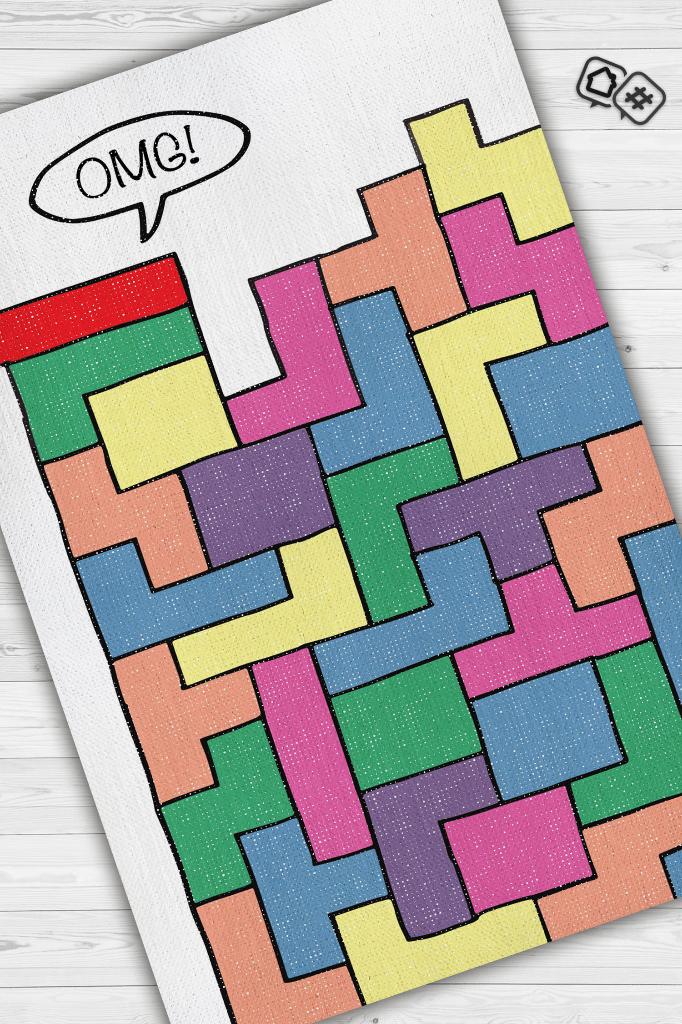 Olamaz Renkli Oyuncu Halısı Zemini Beyaz Renk Gamer Temalı Halı Tetris Sever Hediyelik Halı