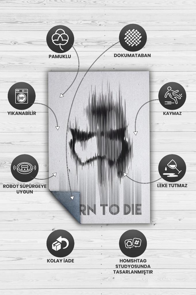 Ölmek İçin Doğmuş Film Halısı Star Wars Temalı Film Halısı Gri Renk Star Wars Filmi Halısı