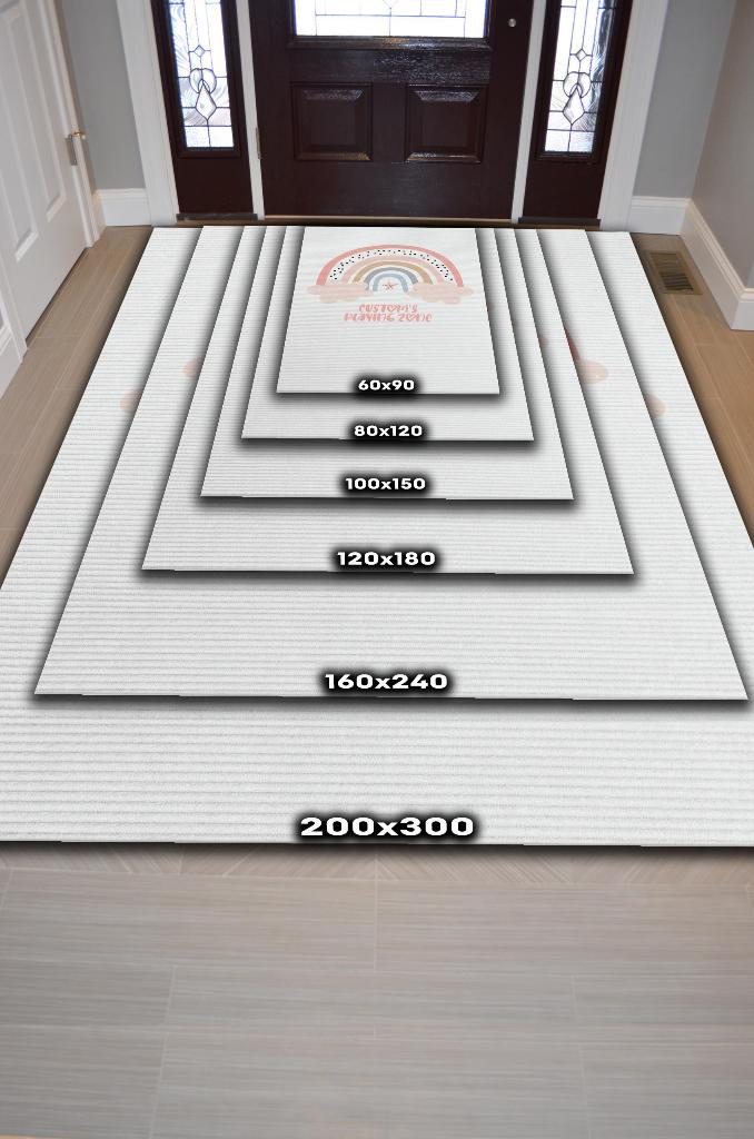 Onun Oyun Alanı Kişiye Özel Kişiselleştirilebilir Dokuma Tabanlı Yıkanabilir Dekoratif Ev Halısı