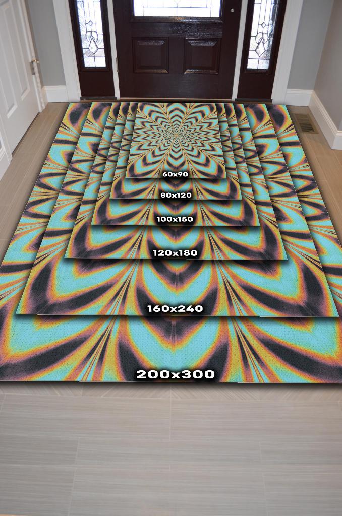 Optik İllüzyon Dokuma Tabanlı Geometrik Halı Kareli Oturma Odası Halısı Renkli Salon Halısı