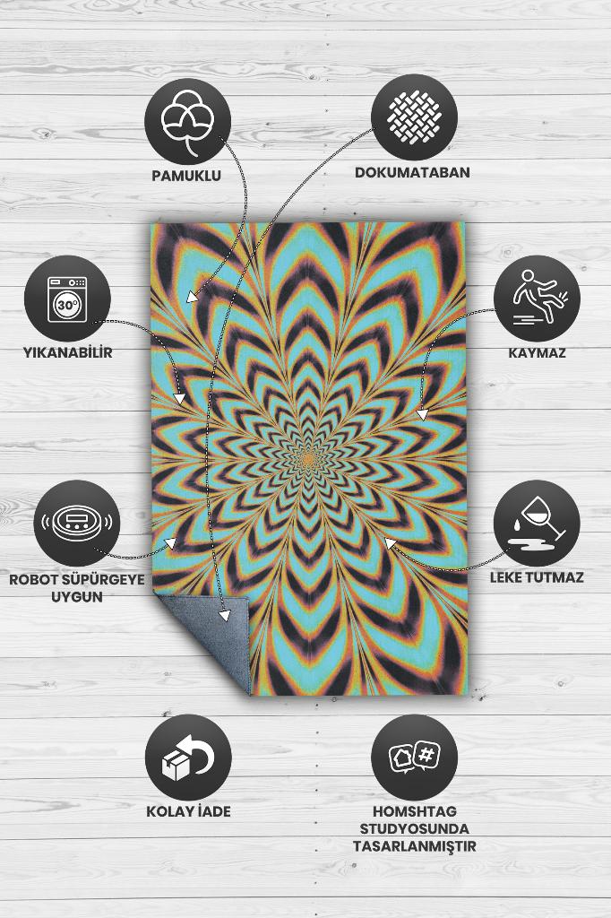 Optik İllüzyon Dokuma Tabanlı Geometrik Halı Kareli Oturma Odası Halısı Renkli Salon Halısı