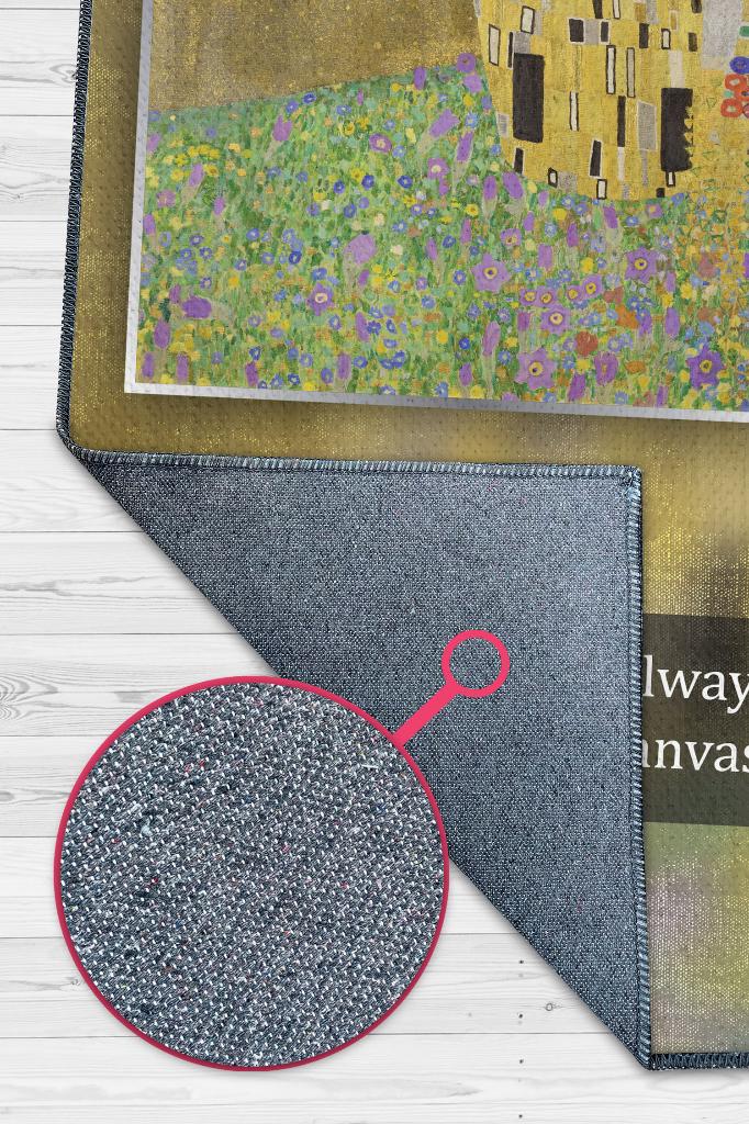 Öpücük Klimt Sanat Sever Halısı Çok Renkli Halı Tablo Temalı Halılar Sanat Halısı