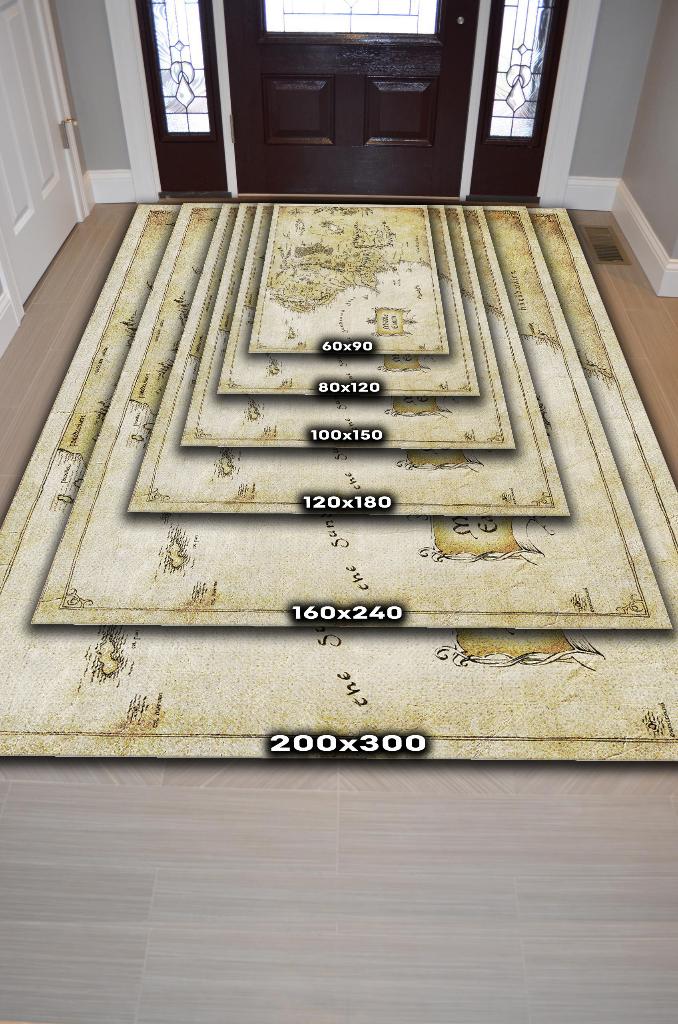 Orta Dünya Yüzüklerin Efendisi Desenli Halı Bej Renk Yüzüklerin Efendisi Film Sever Halısı