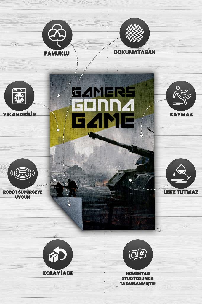 Oynamaya Devam Çok Renkli Oyuncu Halısı Gamer Temalı Halı Modern Oyuncuya Hediye Halı