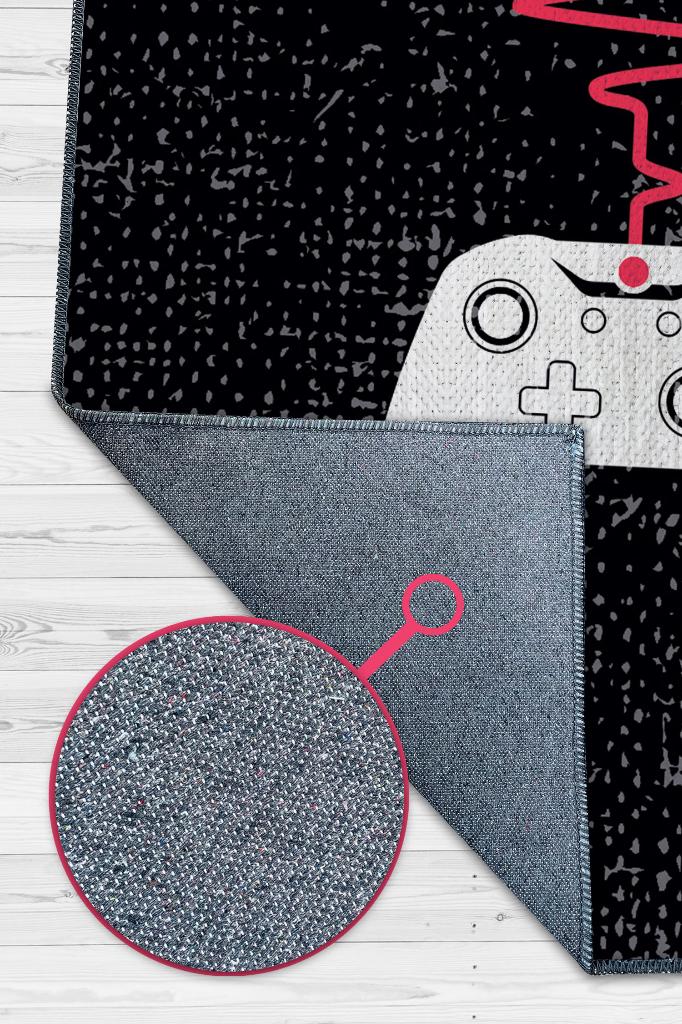 Oyun Ritmi Siyah Oyuncu Halısı Gamer Tasarım Halı Oyuncuya Hediye Halı Konsol Temalı Halı