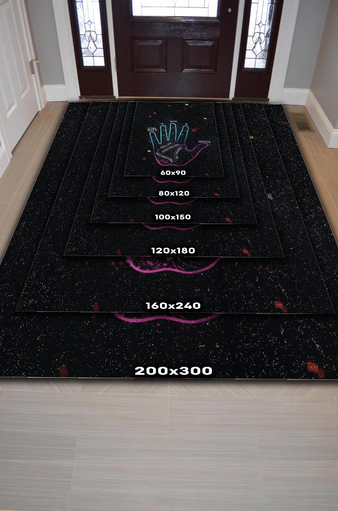 Oyuncu El Falı Çok Renkli Oyuncu Halısı Neon Renk Gamer Temalı Halı Oyuncuya Hediyelik Halı