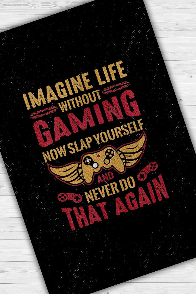 Oyunsuz Hayat Olmaz Siyah Oyuncu Halısı Gamerlara Özel Tasarım Halı Oyuncuya Hediye Halı