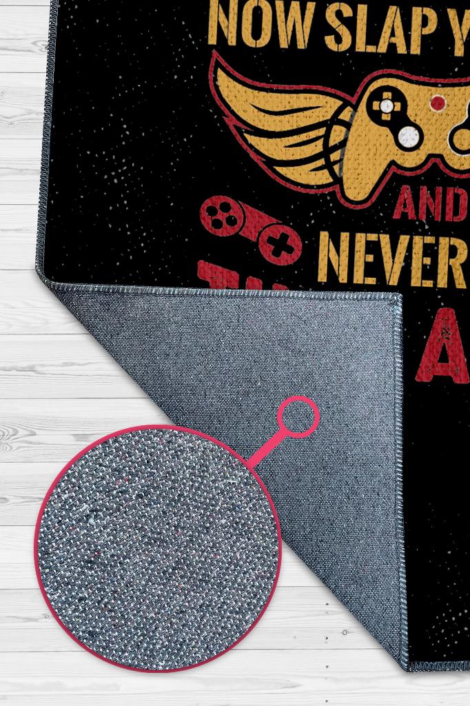 Oyunsuz Hayat Olmaz Siyah Oyuncu Halısı Gamerlara Özel Tasarım Halı Oyuncuya Hediye Halı