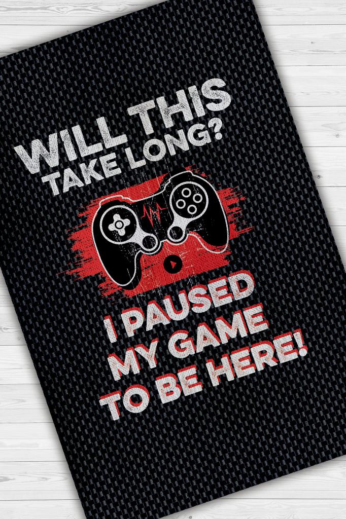 Oyunu Durdurdum Siyah Renkli Oyuncu Halısı Gamerlara Özel Tasarım Halı Oyuncuya Hediye Halı