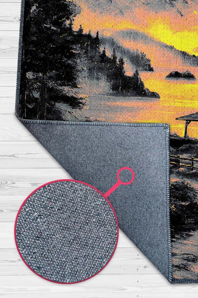 Patika Çok Renkli Halı Manzara Temalı Figürlü Salon Halısı Dijital Baskı Tasarım Halı